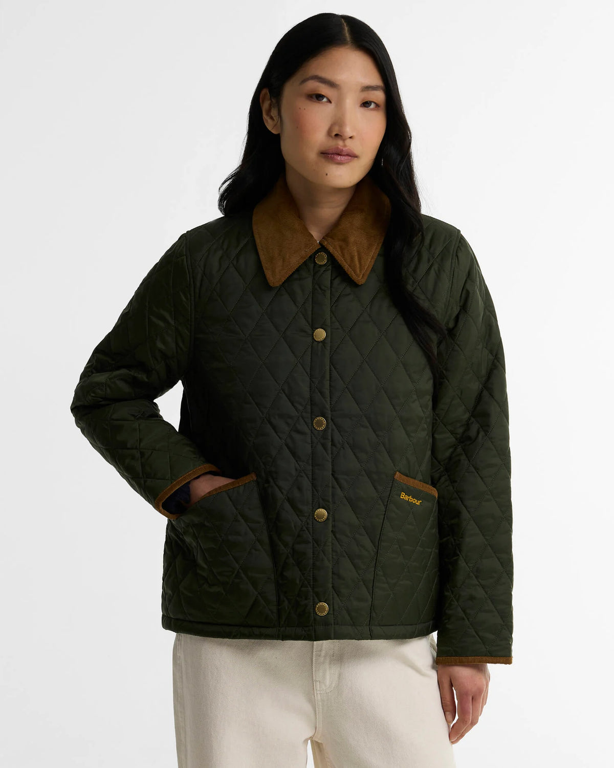 Barbour Icons Cropped Liddesdale Quilted Jacket in Olive for women