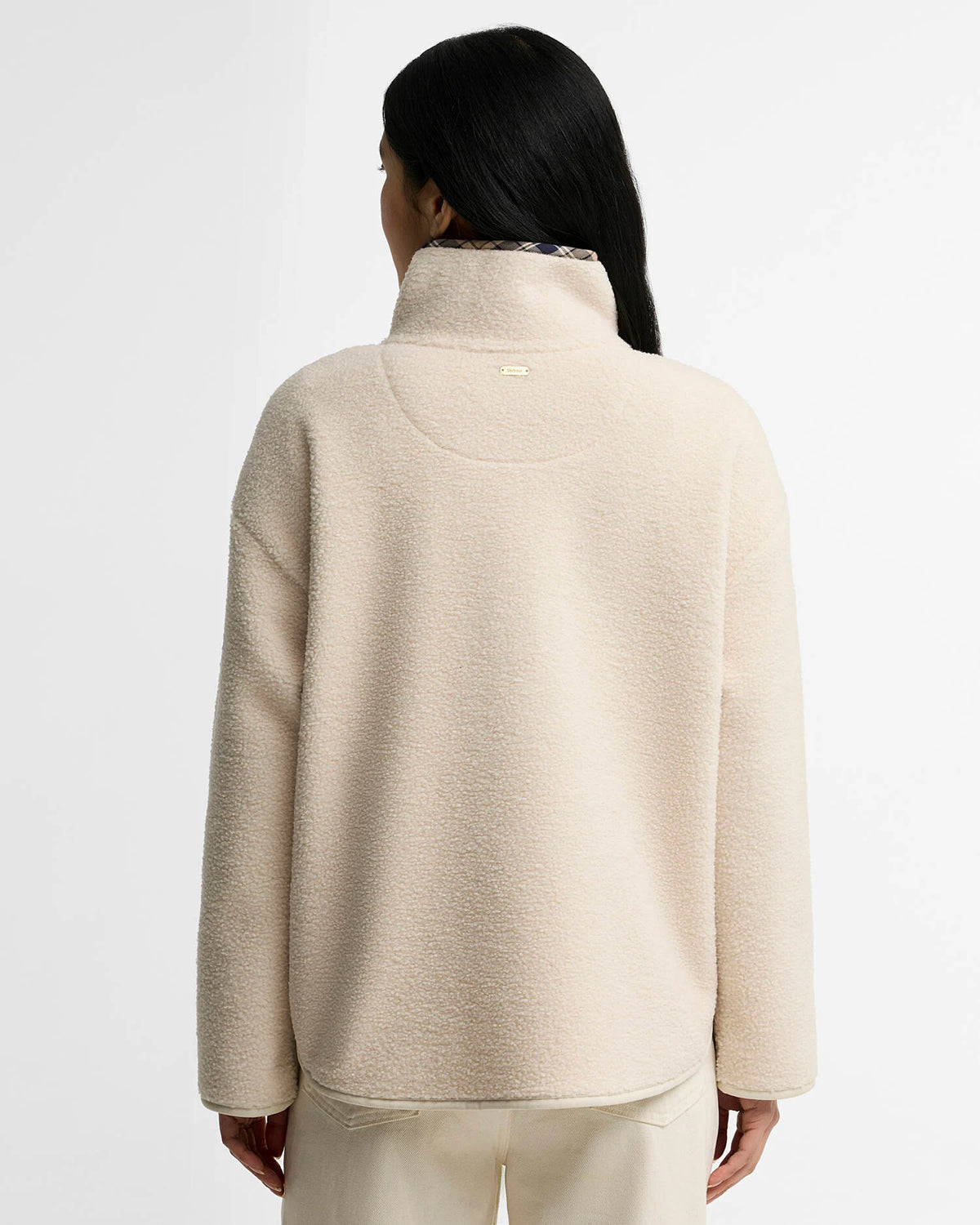 back of the Barbour Merys Fleece in Birch women’s half-zip fleece pullover