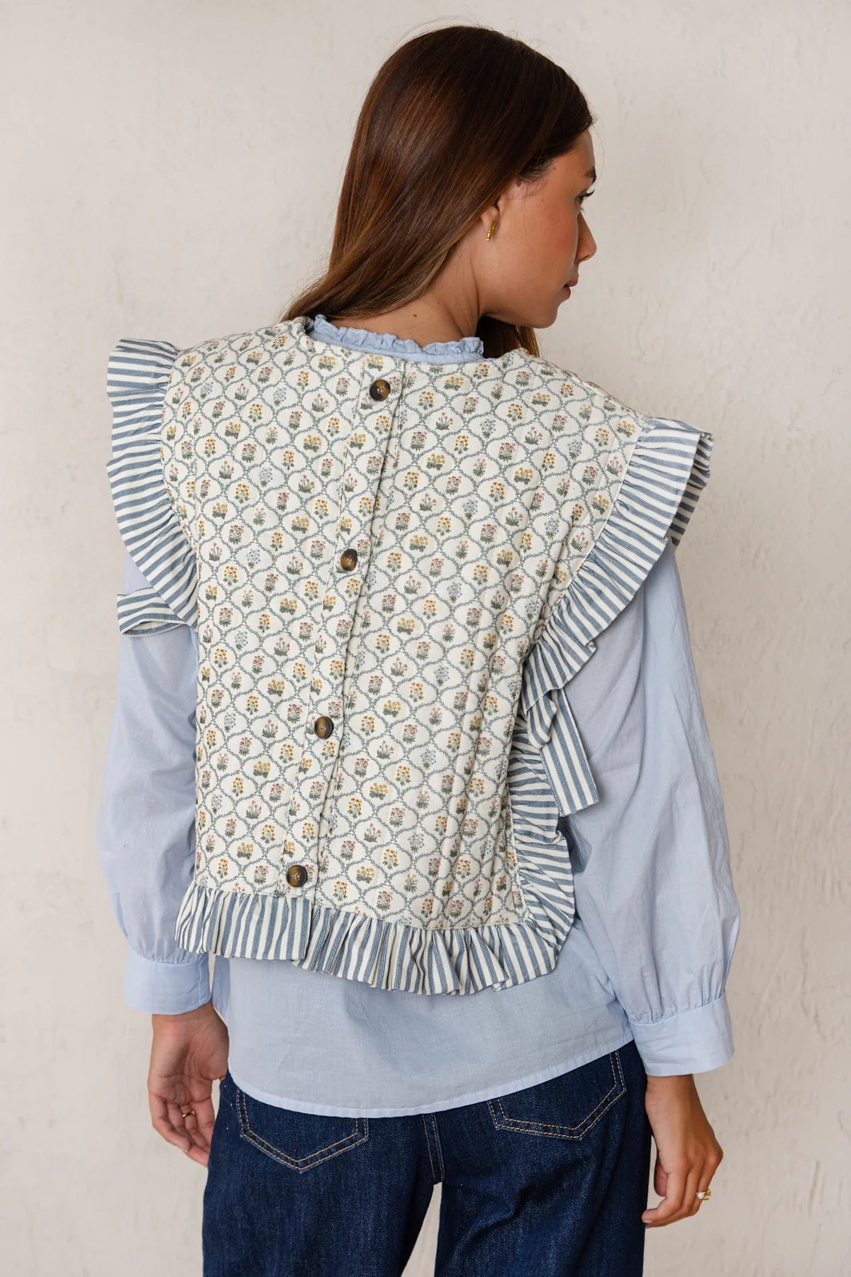 Abril Vest - Blue Flowers