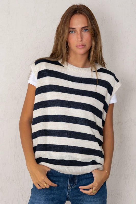 Valentina Vest Blue Stripes