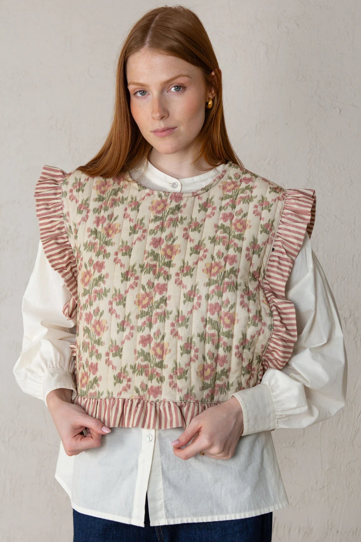Abril Vest - Pink Flowers