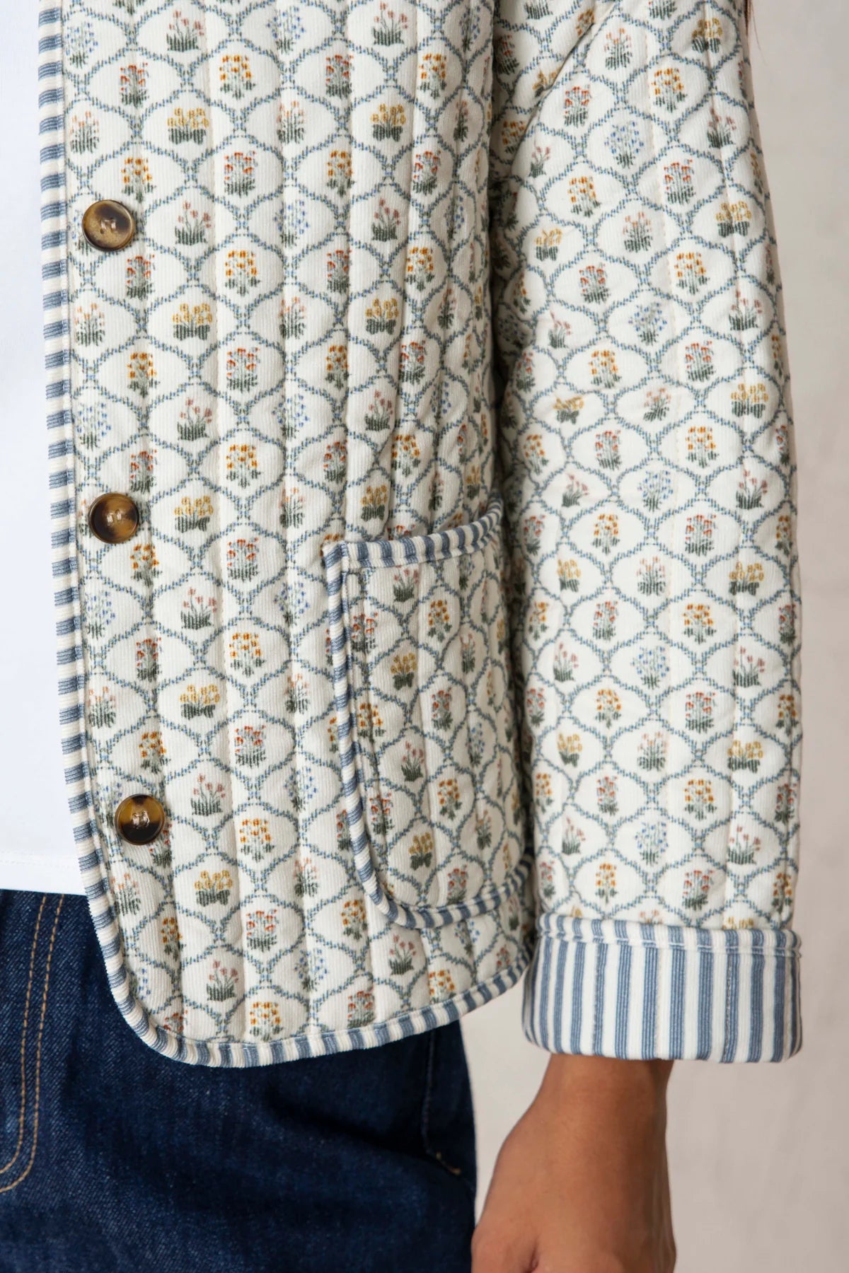 Bea Quilted Jacket - Blue Flowers