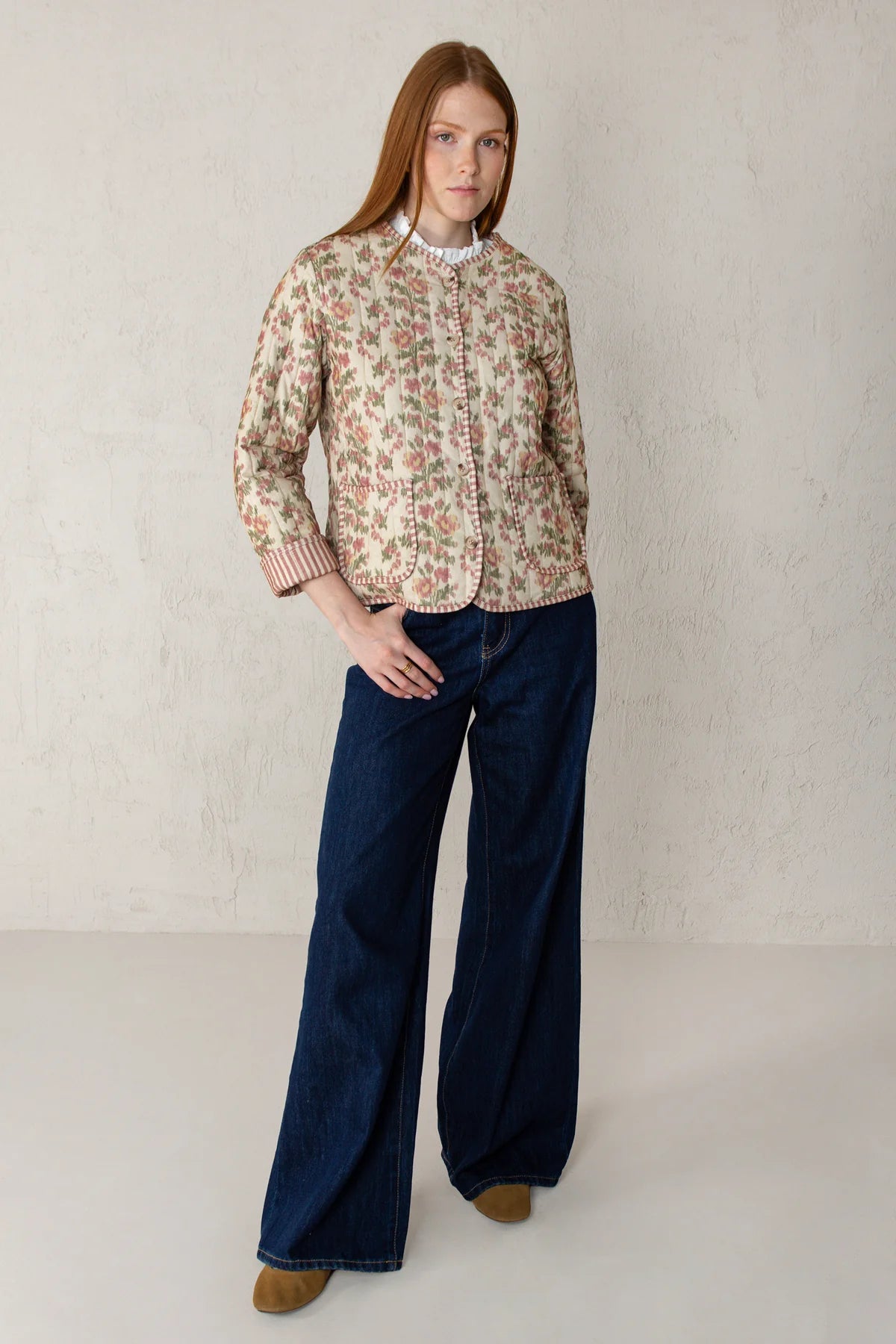 Bea Quilted Jacket - Pink Flowers