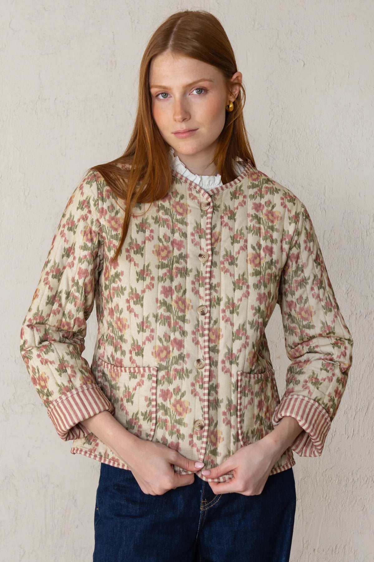 Bea Quilted Jacket - Pink Flowers