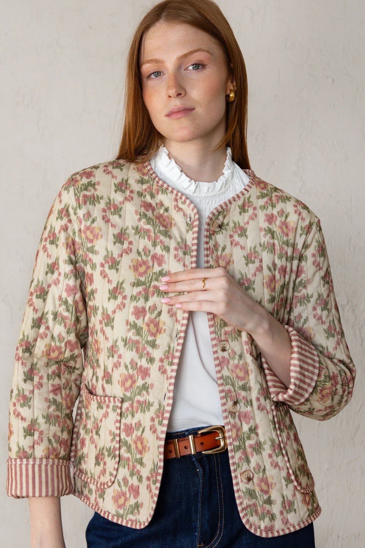 Bea Quilted Jacket - Pink Flowers