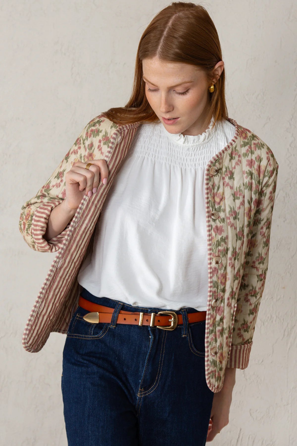 Bea Quilted Jacket - Pink Flowers