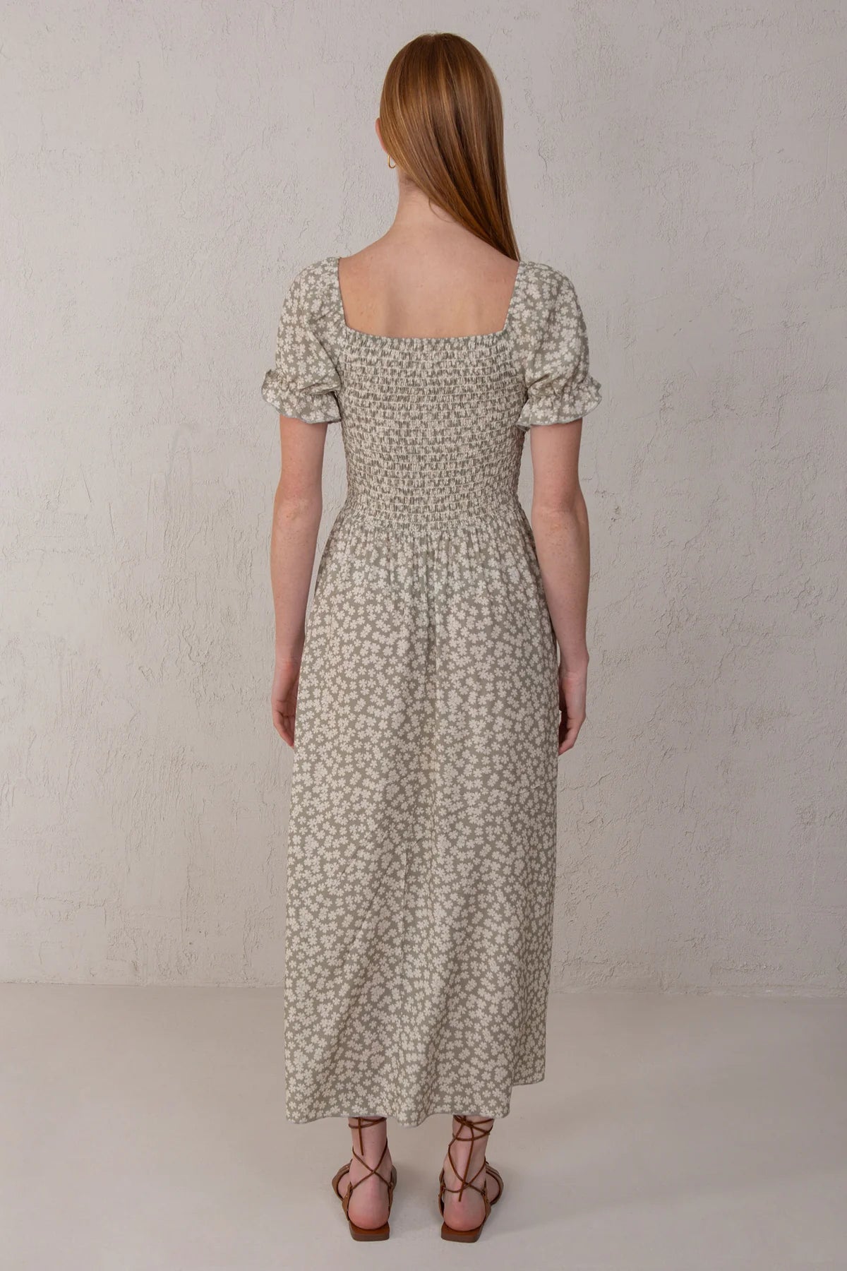 Clara Dress Green Flowers