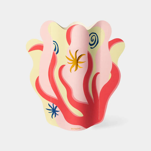 Octaevo Paper Vase Amalfi Red, Flower Vase & Card Set