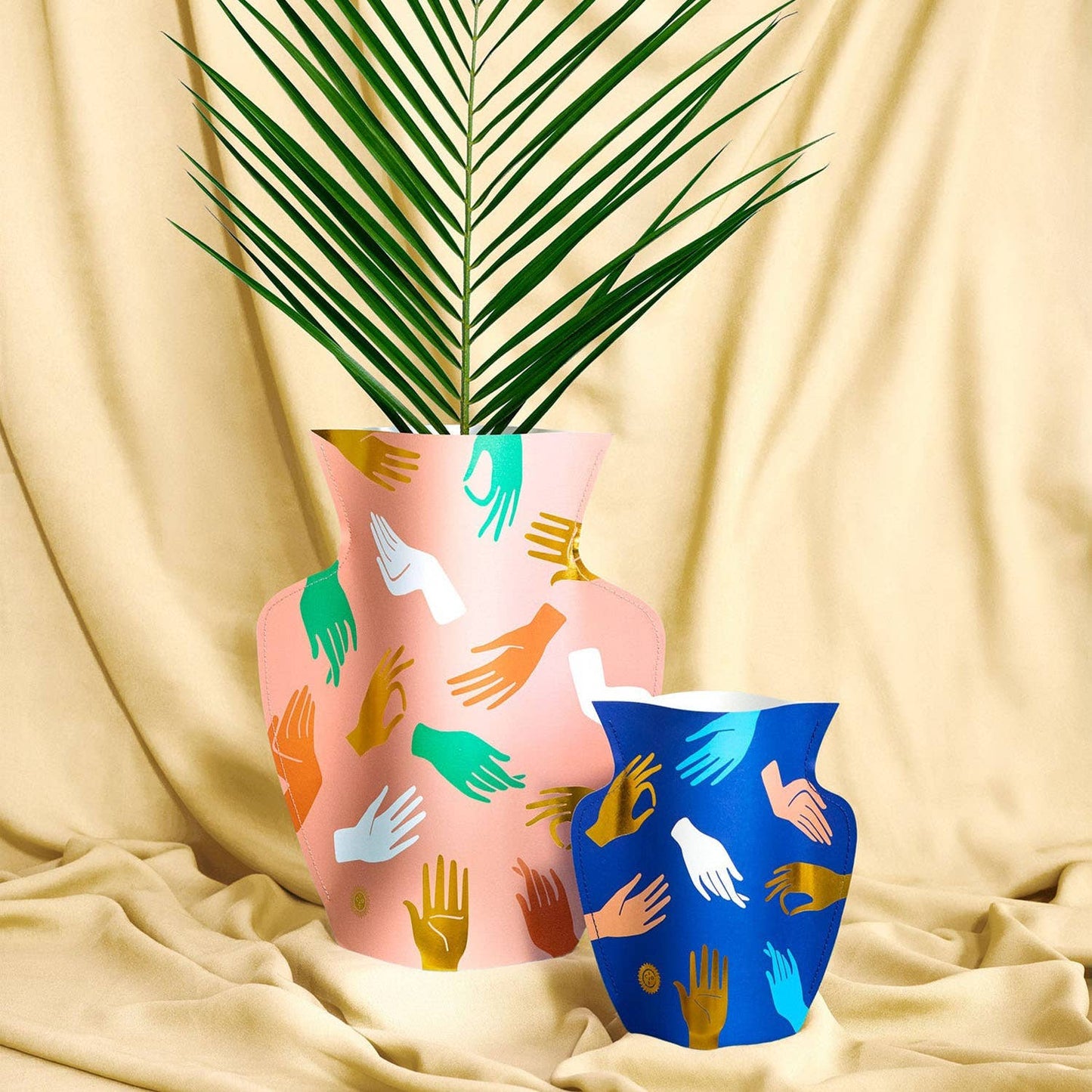 OCTAEVO Hamsa Paper Vase, Flower Vase & Card Set: Pink