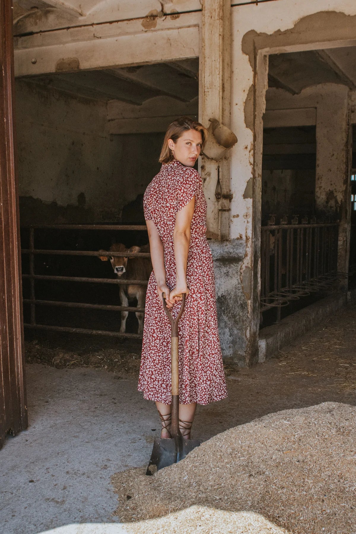 Carol Dress Bordeaux Flowers