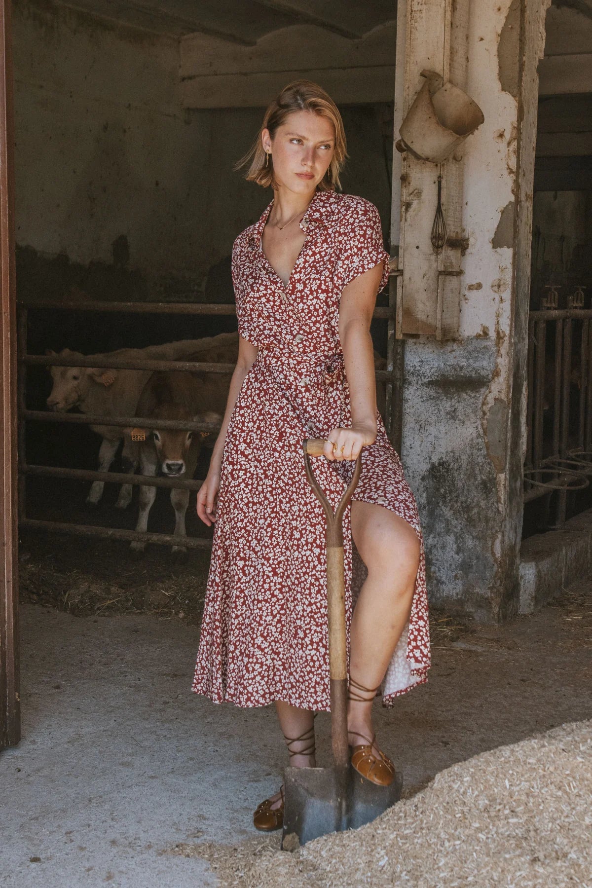 Carol Dress Bordeaux Flowers