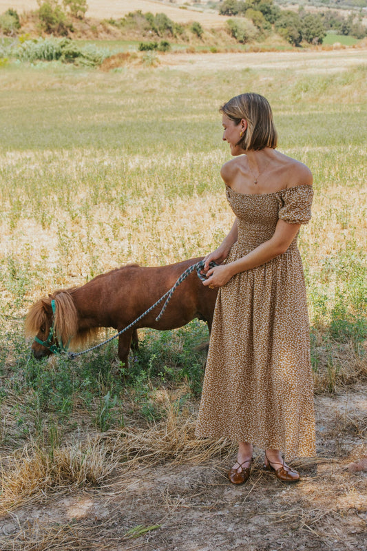 Clara Dress Mustard Flowers