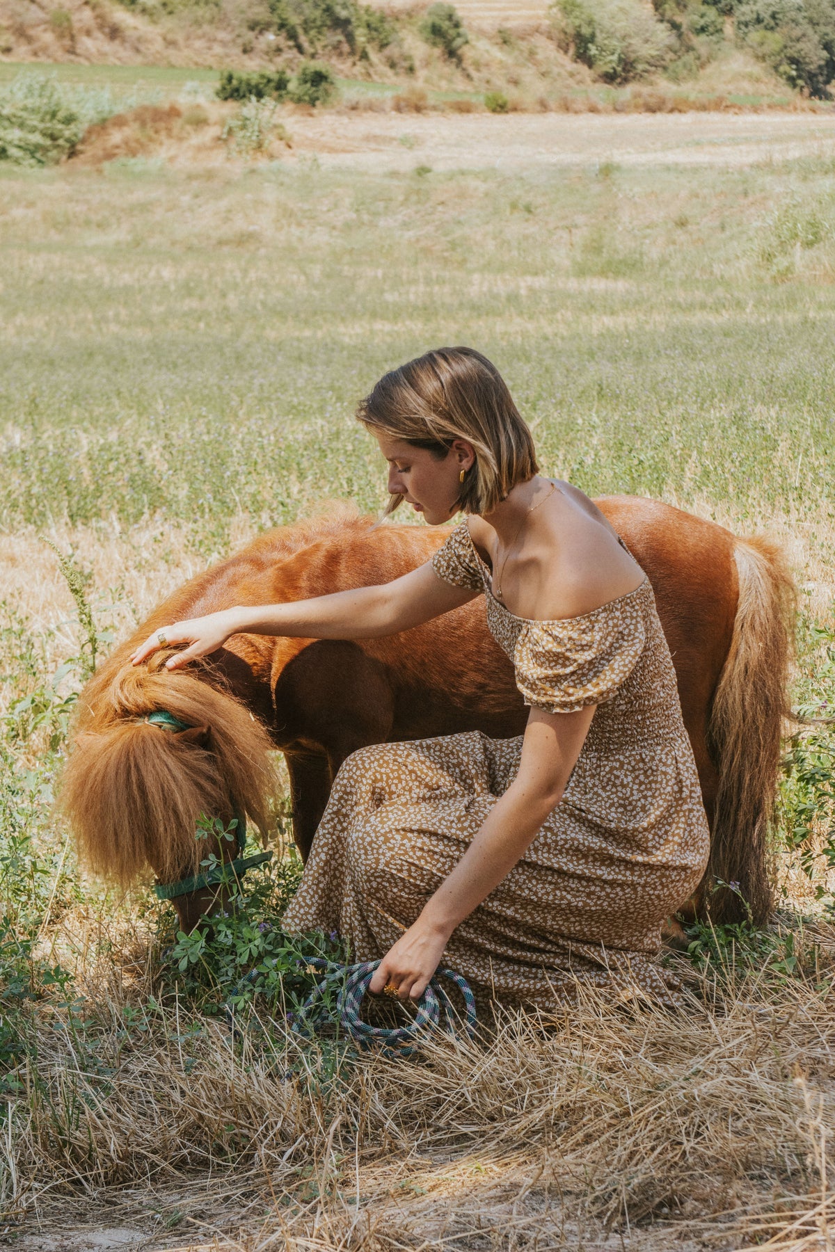 Clara Dress Mustard Flowers