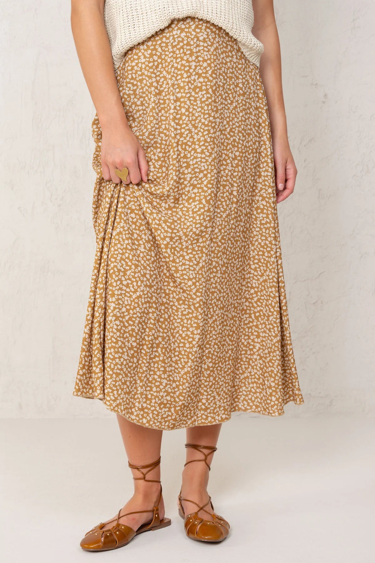 Carla Skirt Mustard Flowers