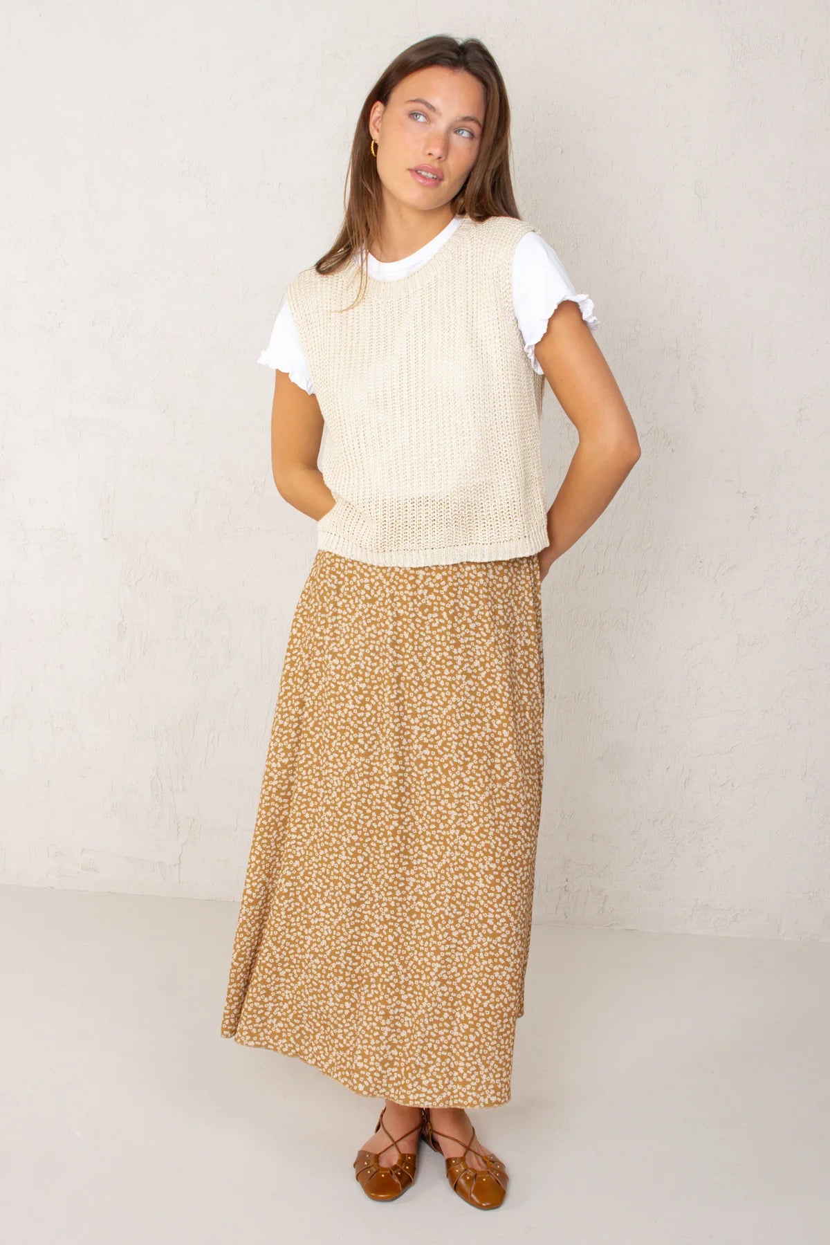 Carla Skirt Mustard Flowers