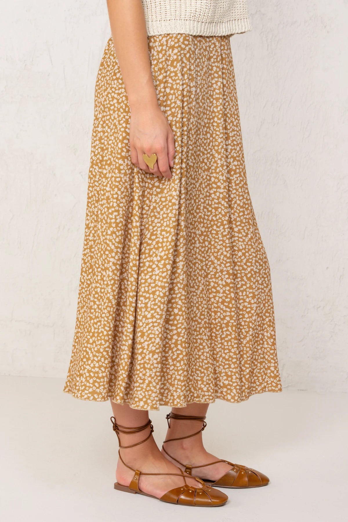 Carla Skirt Mustard Flowers