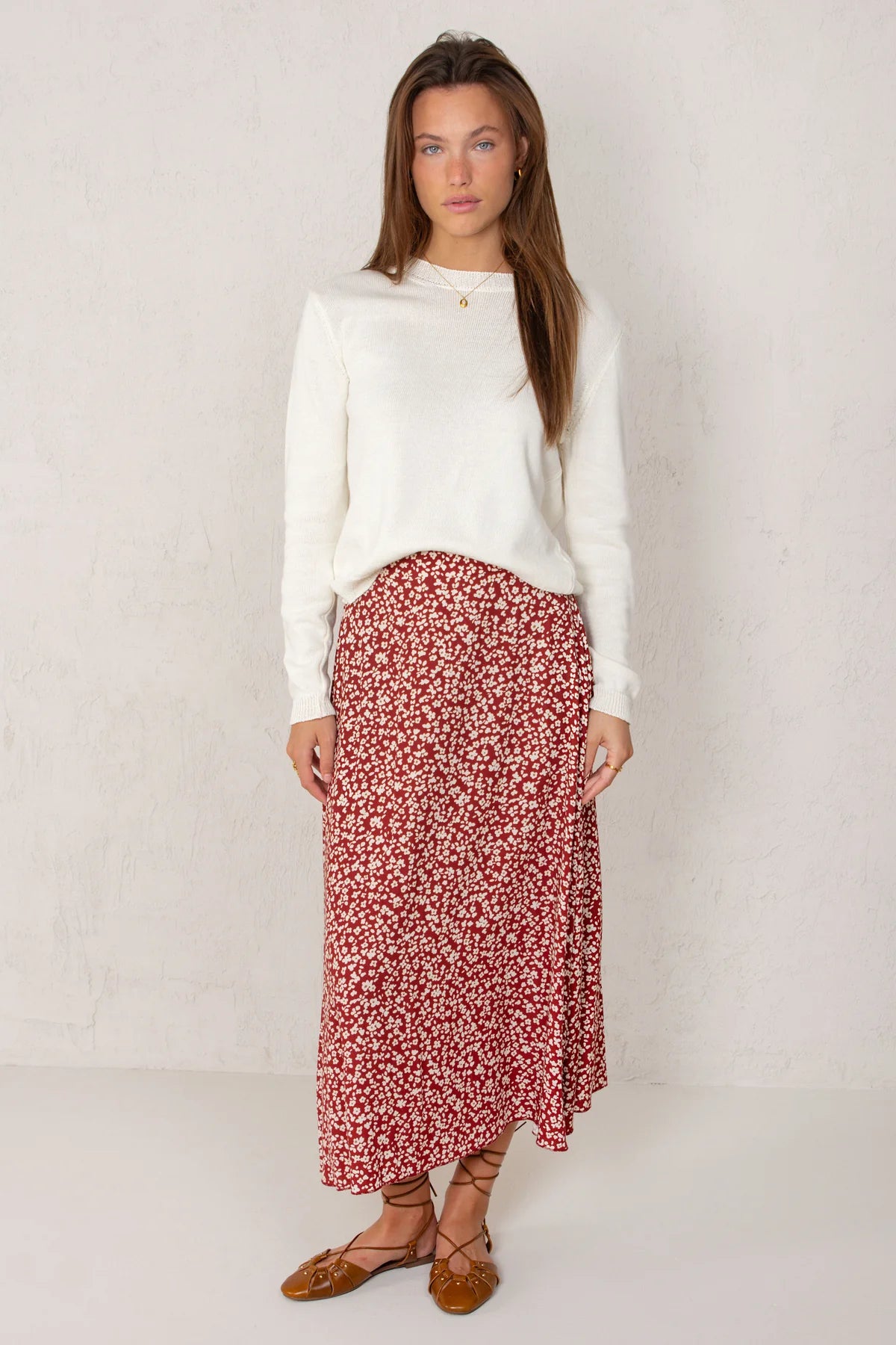 Carla Skirt Bordeaux Flowers