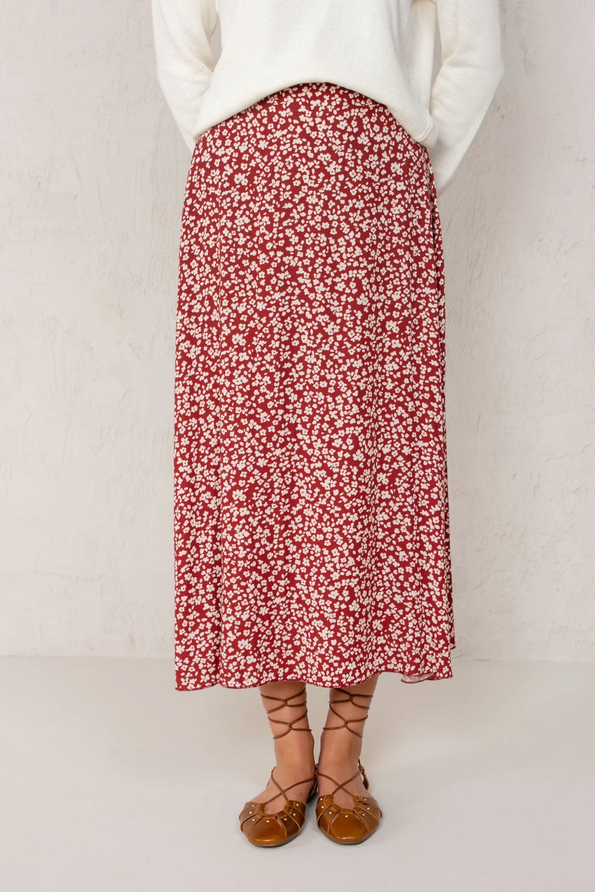 Carla Skirt Bordeaux Flowers