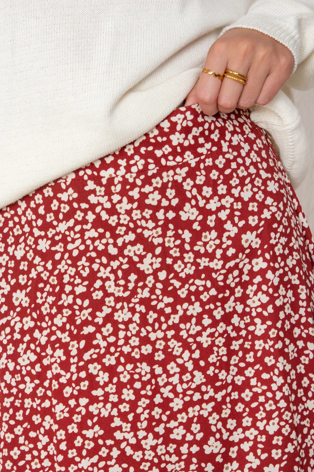 Carla Skirt Bordeaux Flowers