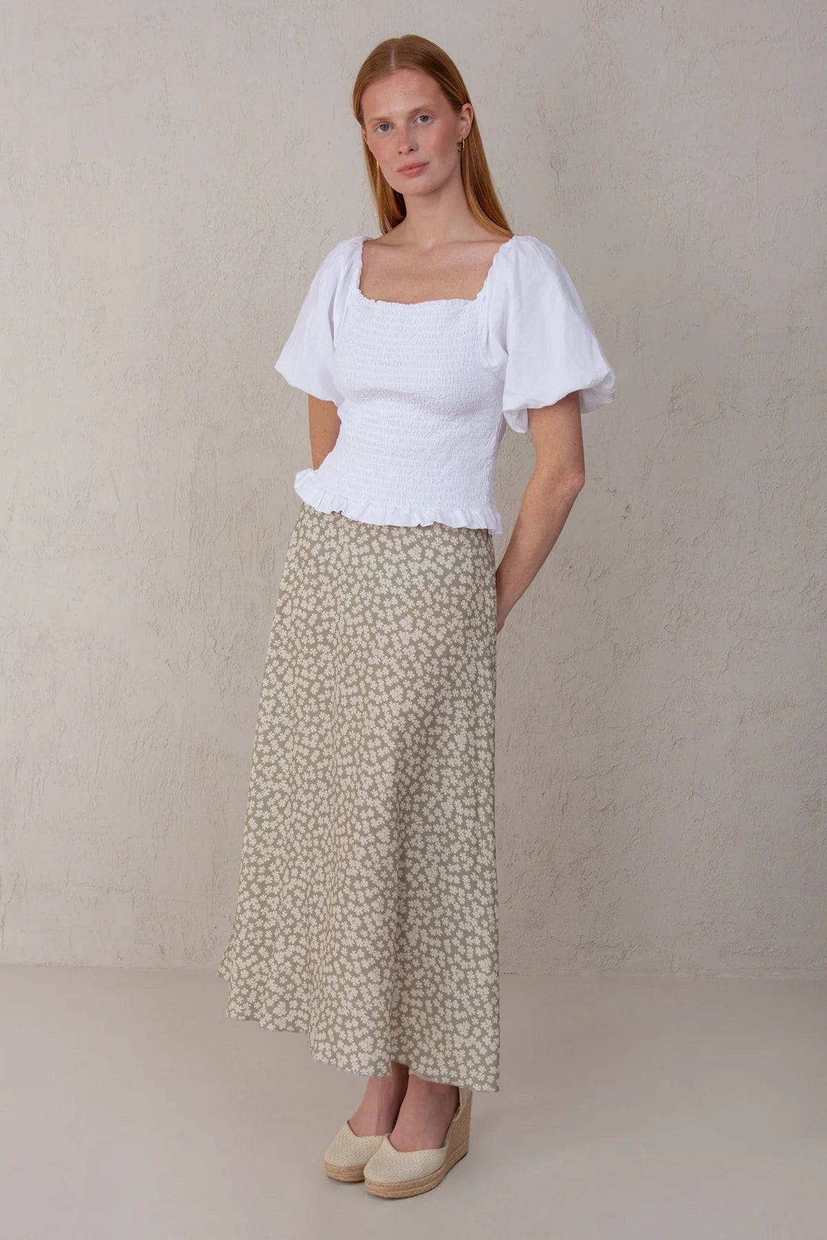 Carla Skirt Green Flowers