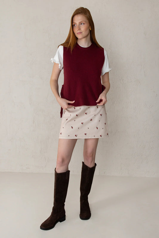 Margot Skirt - Red Flowers