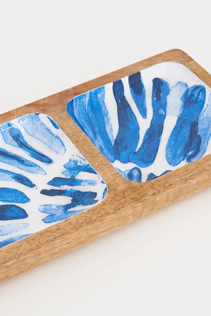 Nautilus 3 Section Enameled Wooden Tray