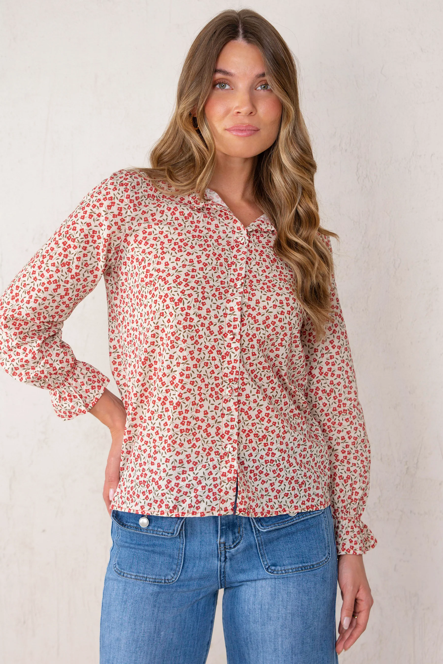Berta Shirt Red Flowers