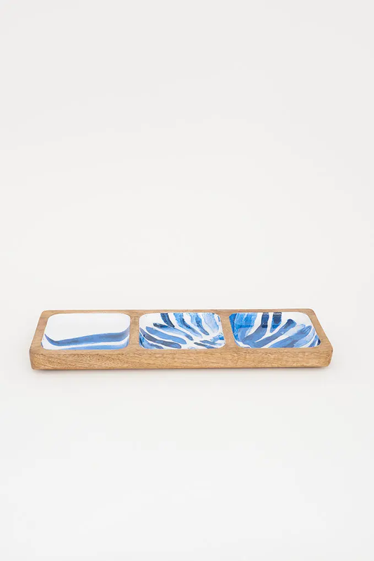 Nautilus 3 Section Enameled Wooden Tray