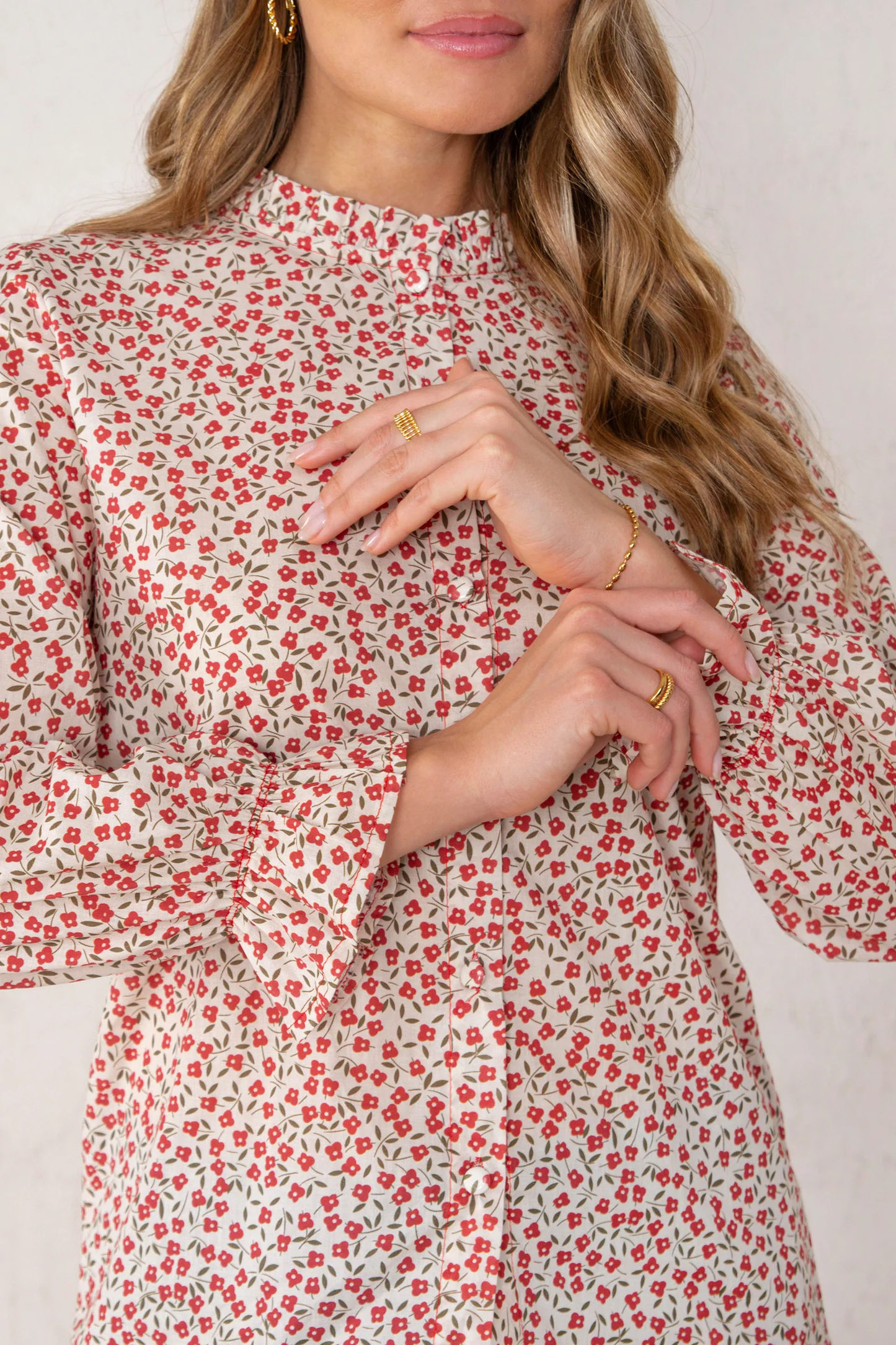 Berta Shirt Red Flowers