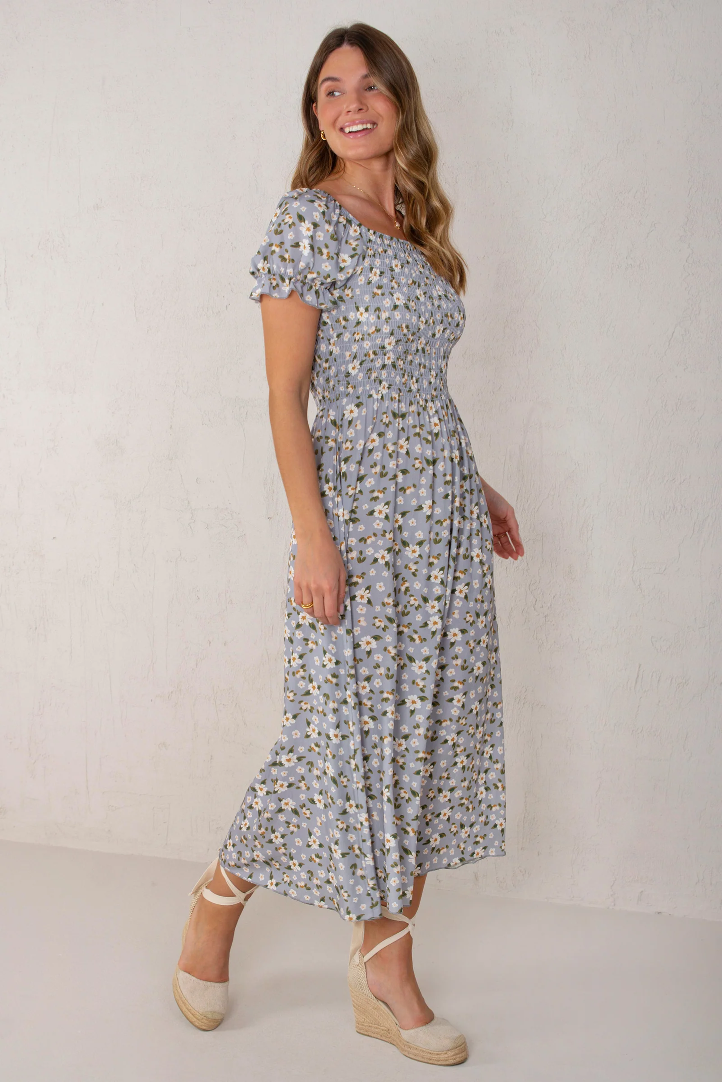 Clara Dress Flowers Blue