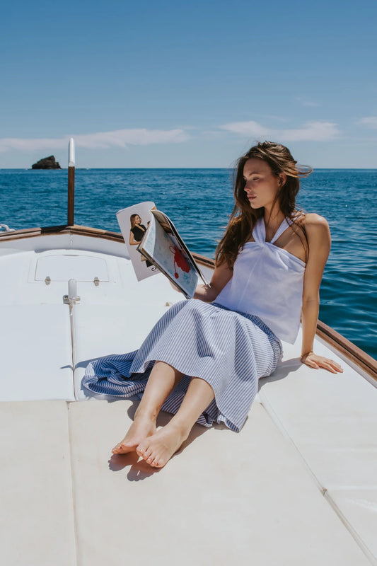 Blue Striped Nautical Skirt