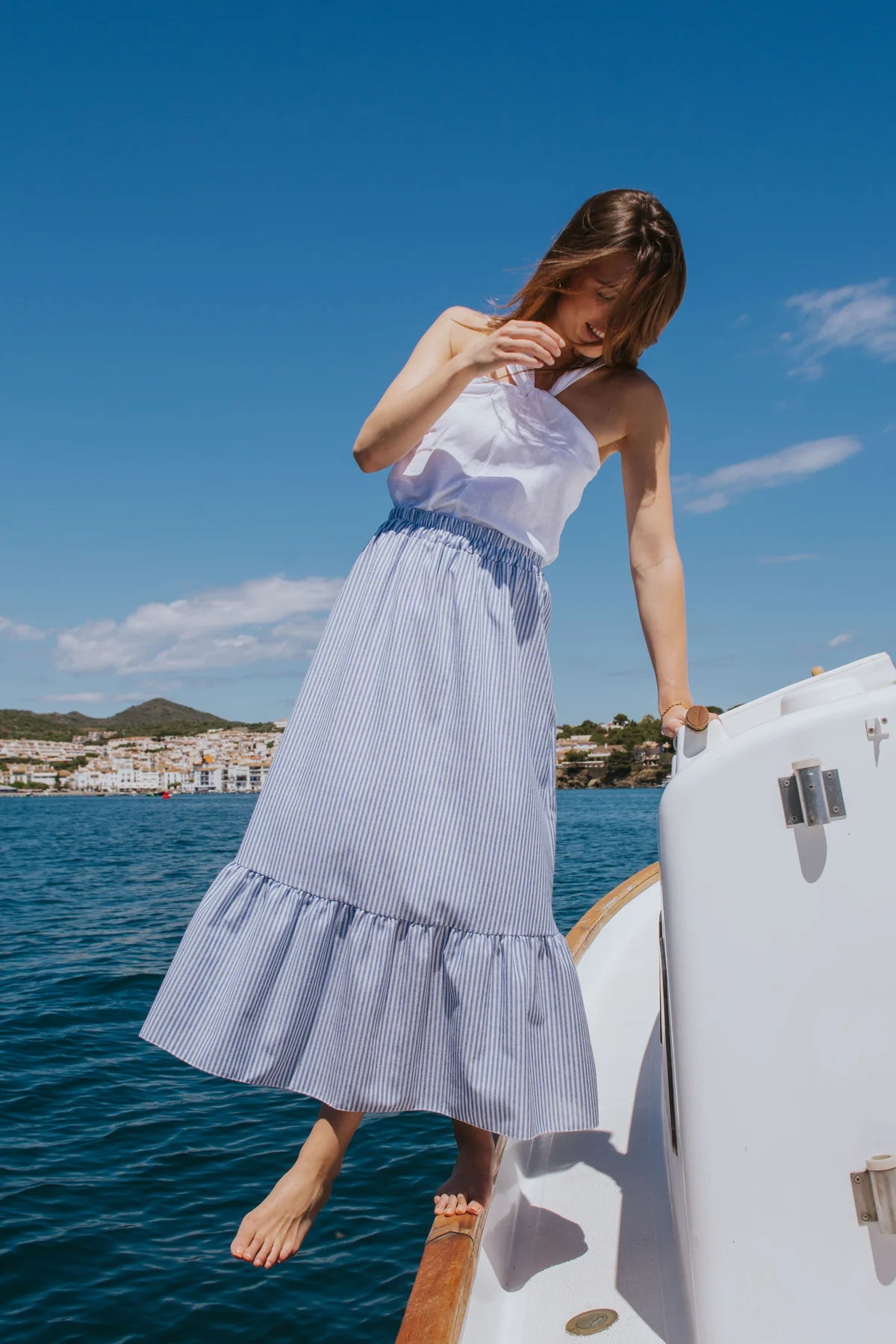 Blue Striped Nautical Skirt