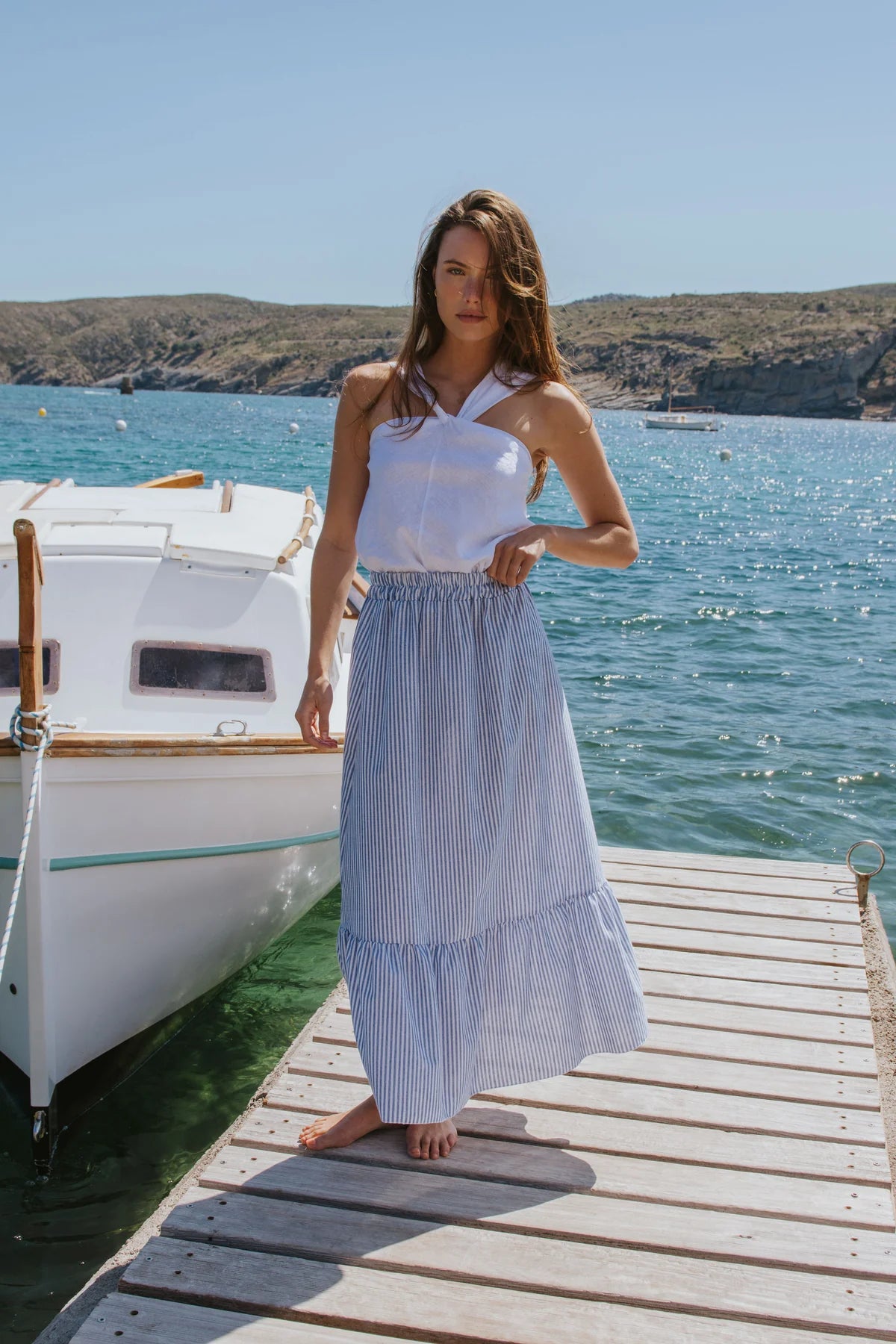 Blue Striped Nautical Skirt