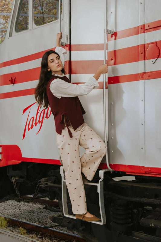 Paula Pants - Red Flowers