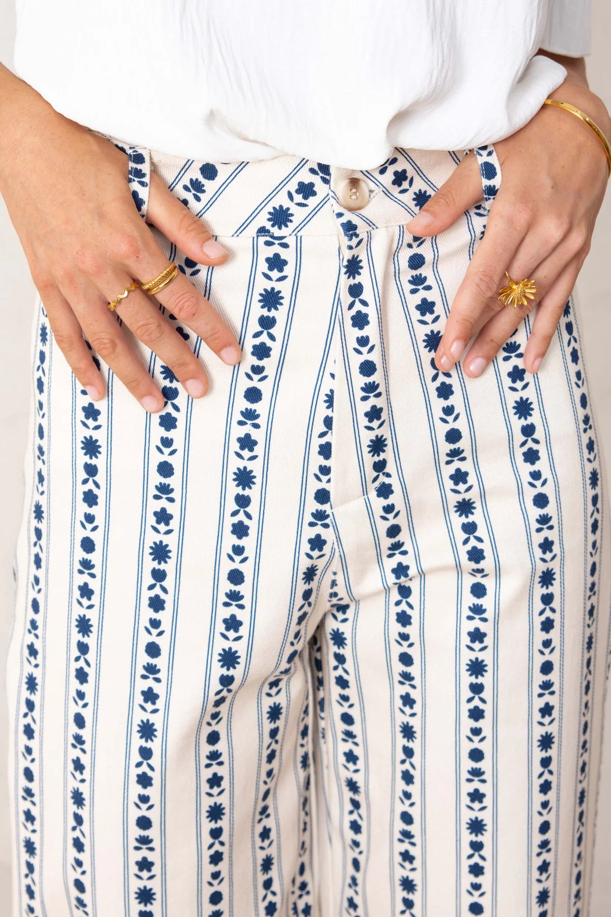 Paula Pant Blue Flowers