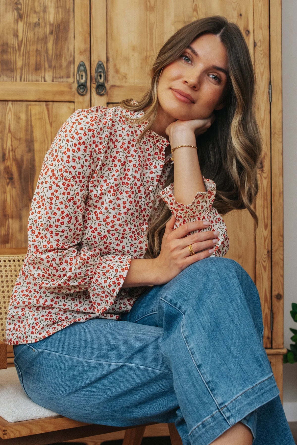 Berta Shirt Red Flowers