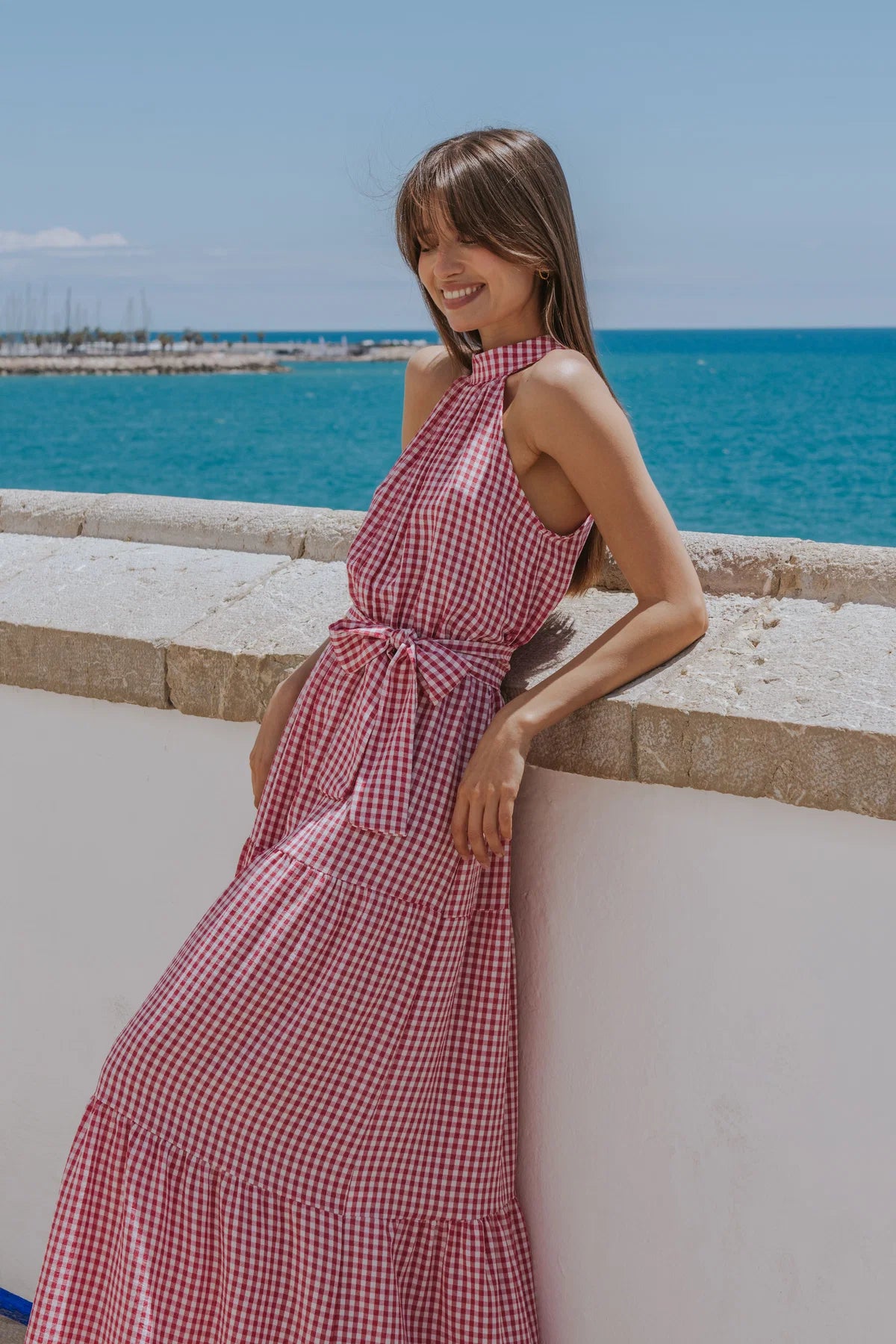 Red Gingham Halter Dress