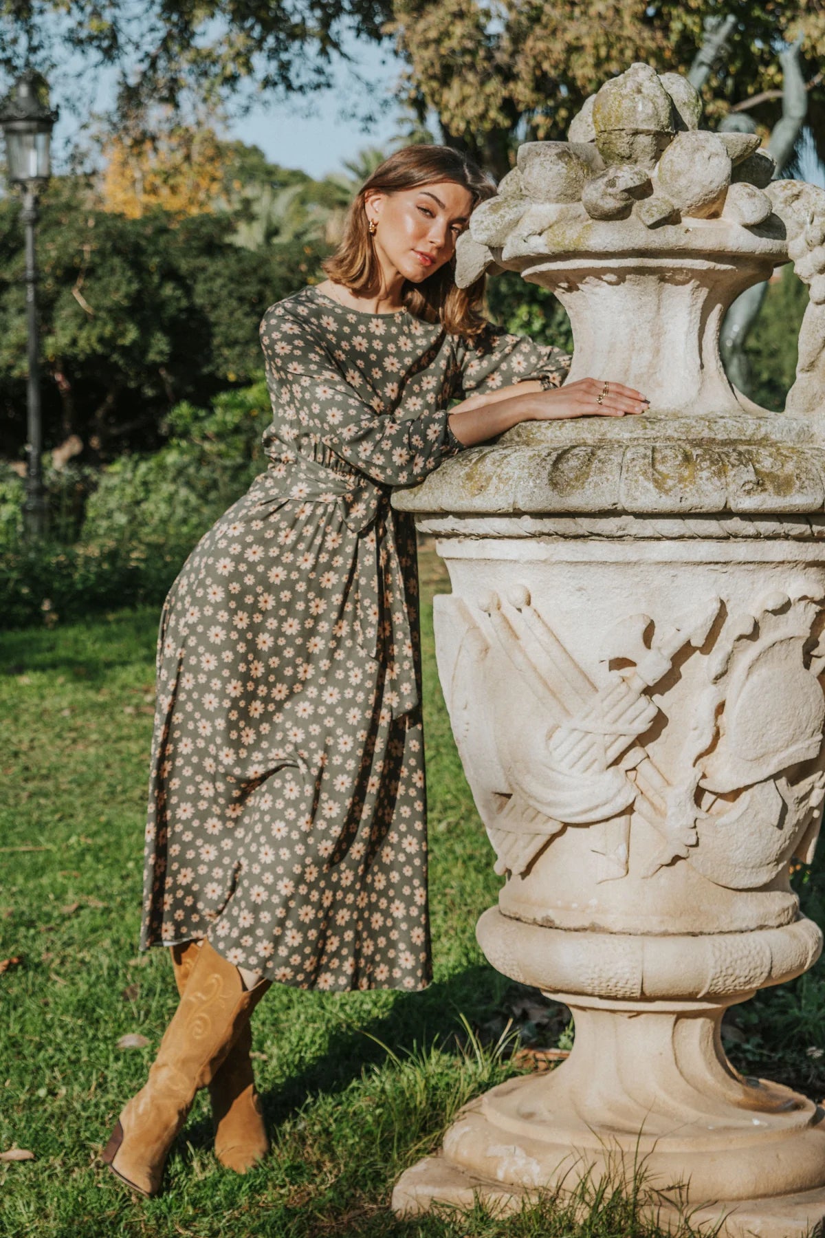 Catalina Dress Daisies Green