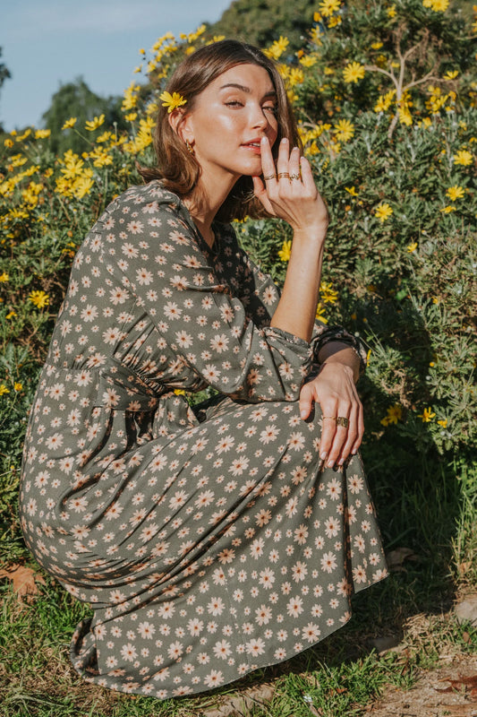 Catalina Dress Daisies Green