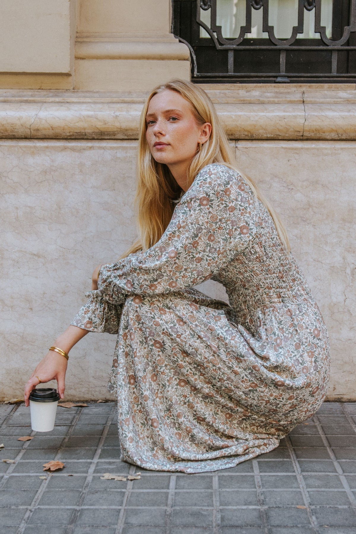 Alicia Dress Cru Flowers