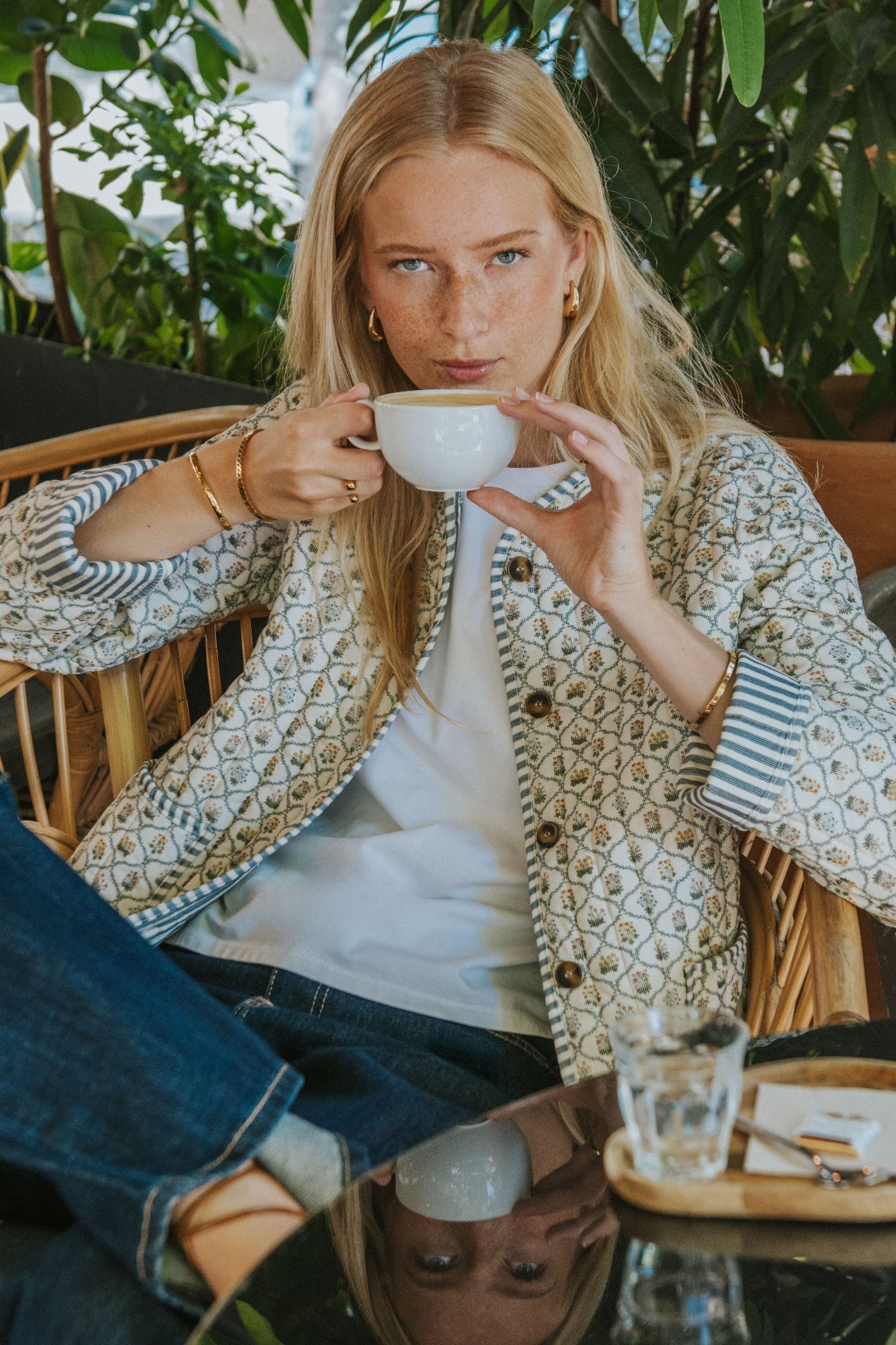 Bea Quilted Jacket - Blue Flowers