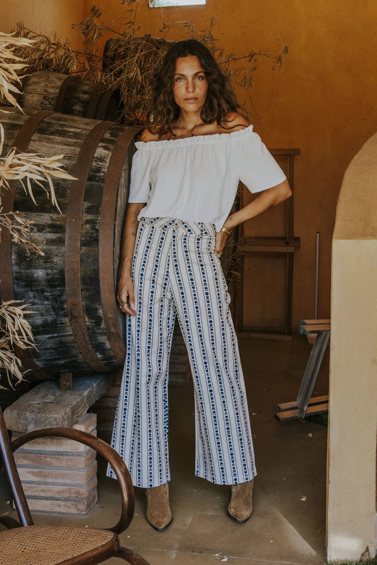 Paula Pant Blue Flowers