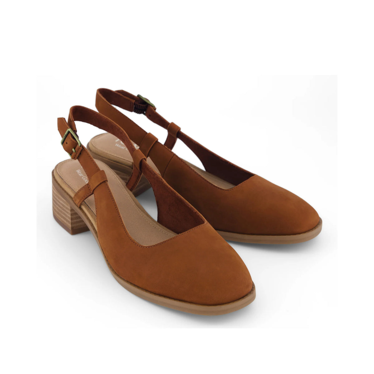 TOMS Jaclyn Slingback Heel – Amber Brown Nubuck Leather