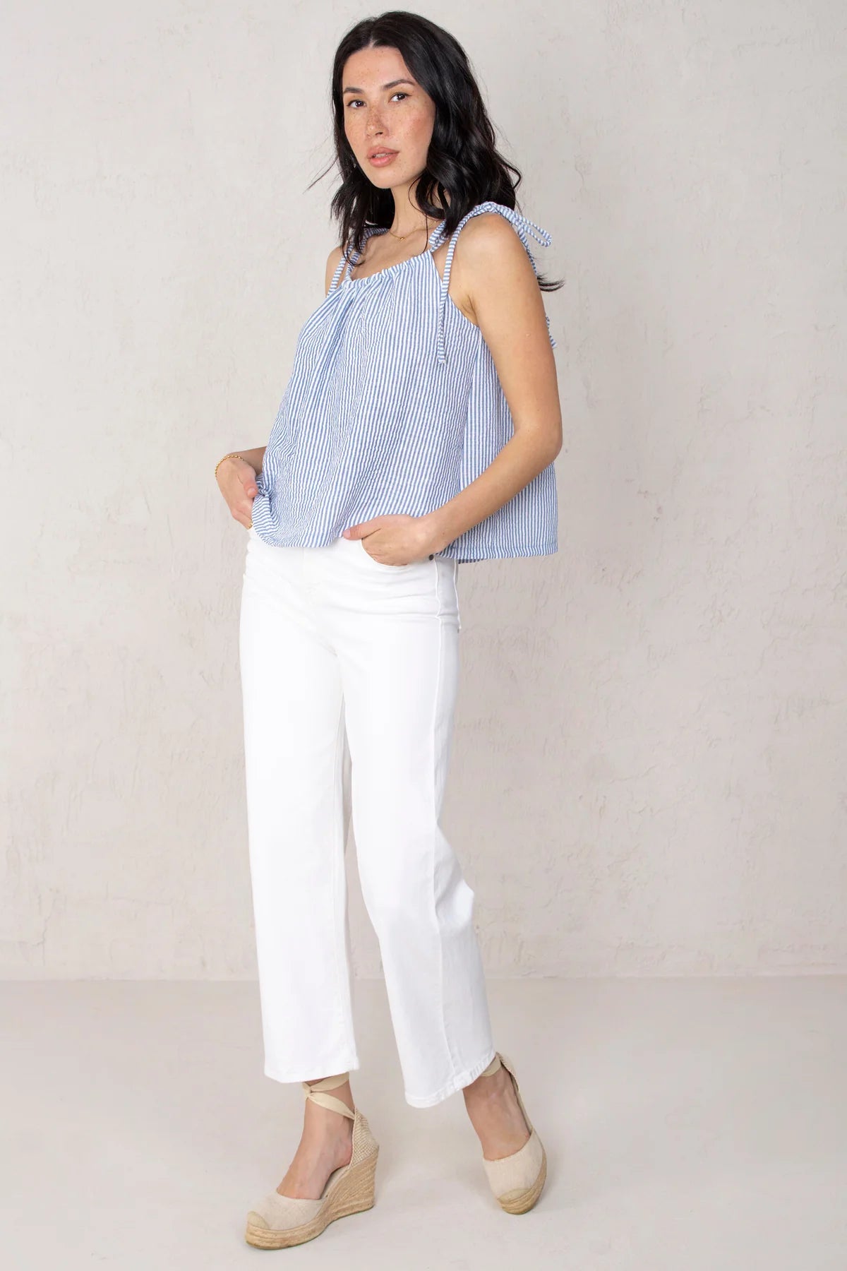 Olivia Top Blue Stripes