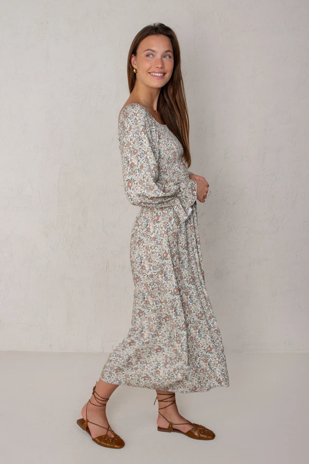 Alicia Dress Cru Flowers