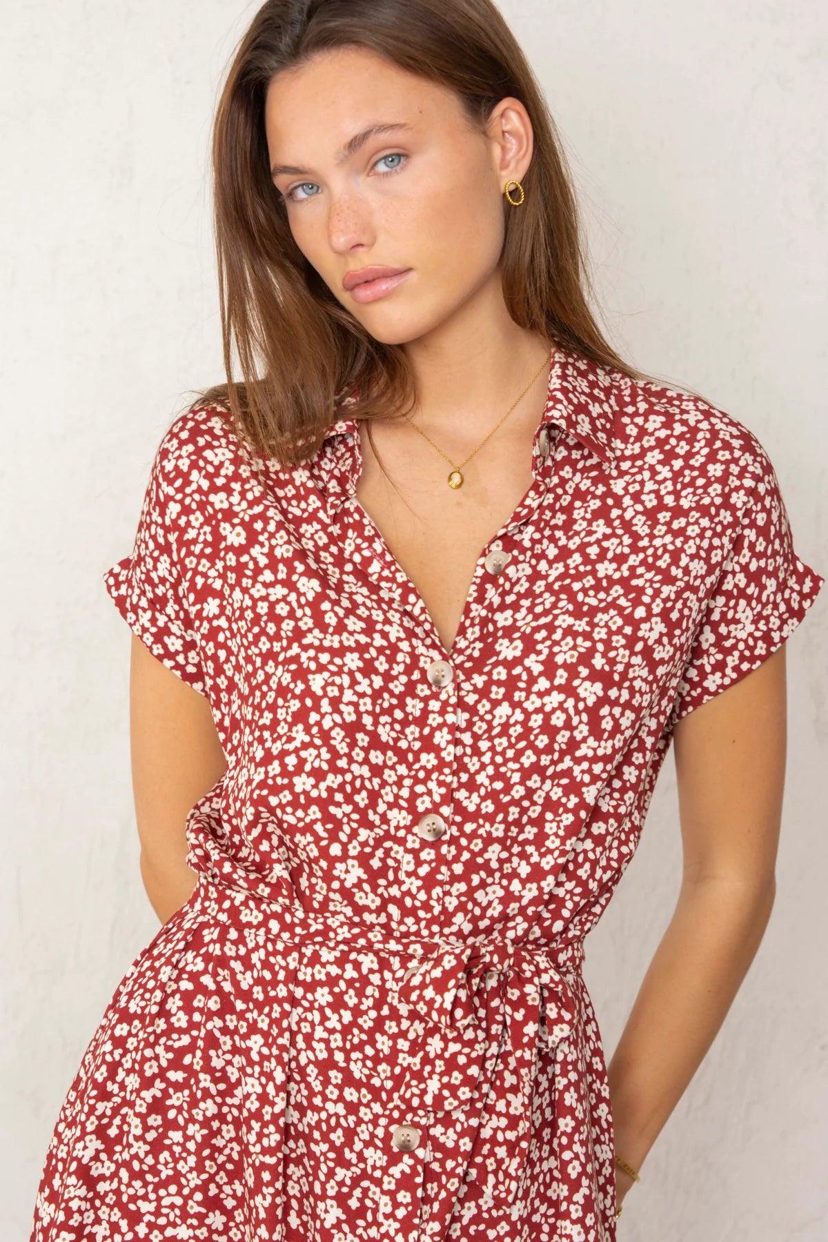 Carol Dress Bordeaux Flowers