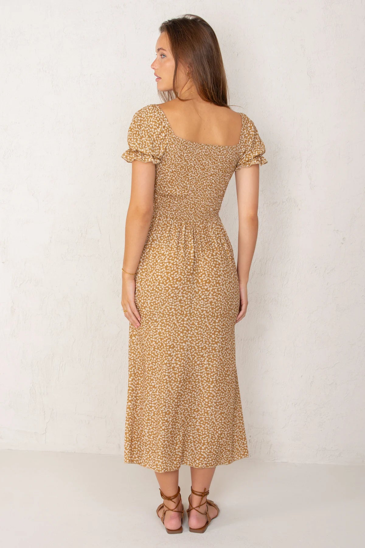 Clara Dress Mustard Flowers