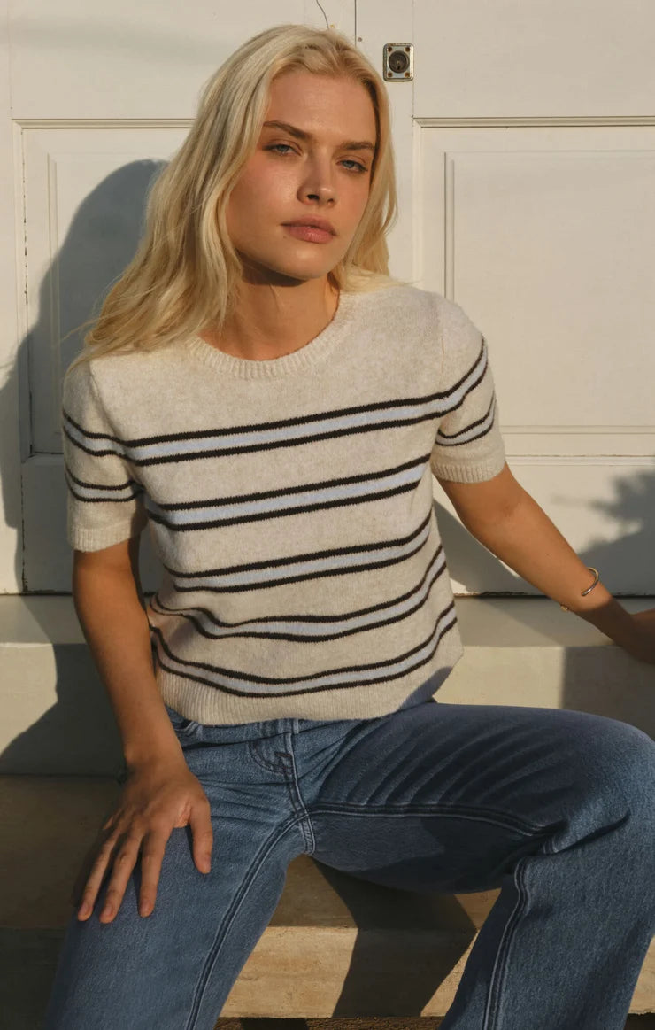 Z SUPPLY Gatewood Stripe Sweater Tee – Short-Sleeve Cotton-Blend Knit